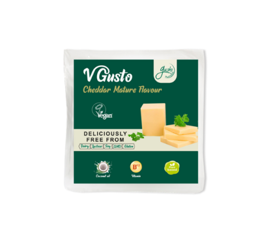 L-130a5fb62316b8b41399d7cf5dd8d758.png Queso Estilo Cheddar Flavour VGusto Sin Gluten Sin Soja, paquete de 200 g