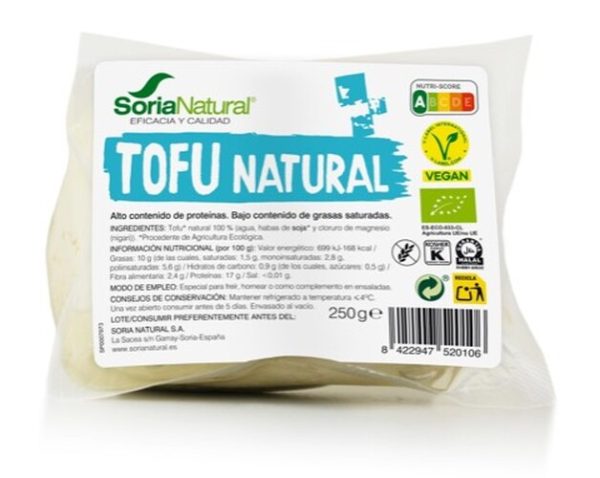 Tofu Natural Soria Natural, paquete de 250 g