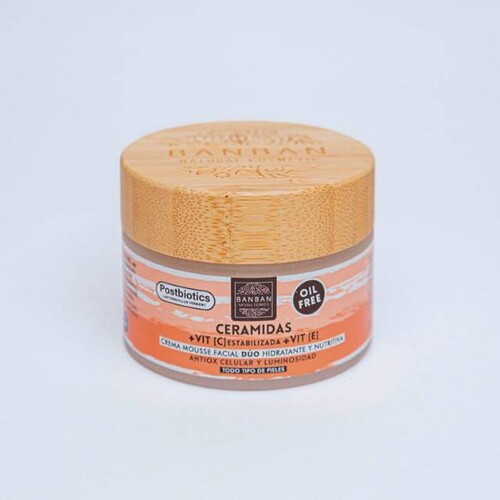 Crema Mousse Facial Dúo Ceramidas y Vitamina C BanBan Natural Cosmetics, bote de 50 ml