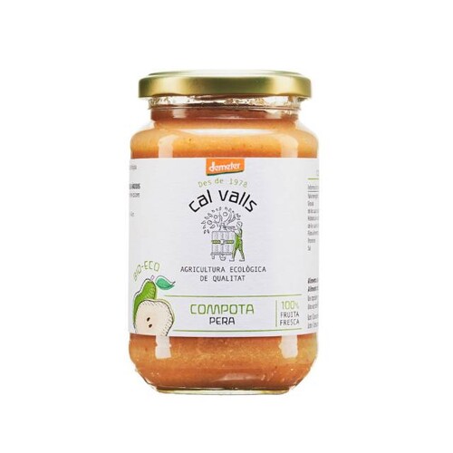 Compota de Pera Demeter Eco Sin Azúcar Añadida Calvalls, bote de 350 g