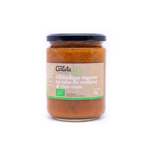 L-ac231b310dba1efa3c429f7cb49e9a19.jpeg Albóndigas Bio Veganas en Salsa de Verduras y Vino Carlota Organics, bote de 425 g