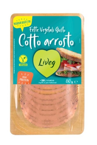 Lonchas Estilo Jamón Cocido Liveg, paquete de 90 g
