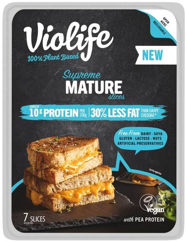 Lonchas Supreme Mature Protein Violife Sin Gluten Sin Soja, paquete de 140 g