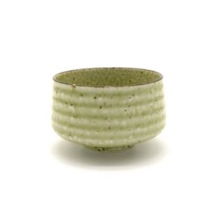 Cuenco de Matcha Mino Yaki Keiko verde clarito y blanco 12,5 x 7,5 cm