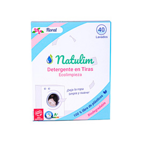 Detergente Ecológico en Tiras Floral Natulim, caja de 40 usos