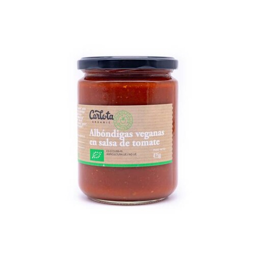 Albóndigas Bio Veganas en Salsa de Tomate Carlota Organics, bote de 425 g
