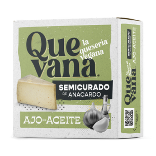 Queso Semicurado de Anacardos de Ajo y Aceite Quevana, pieza de 180 g