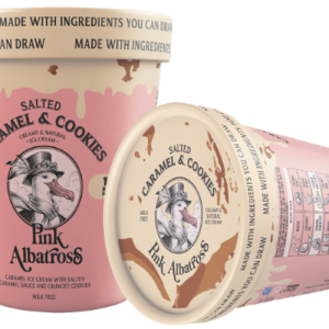 Helado Caramelo Salado & Cookies Pink Albatross, bote de 480 ml