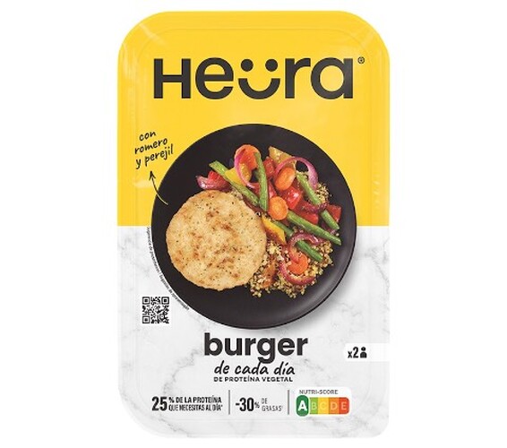 Hamburguesa Vegana Estilo Pollo con finas hierbas 2 uds Heura, paquete de 180 g Sin Gluten