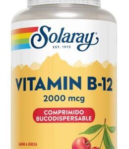 Vitamina B12 2000 mcg Solaray Sin Gluten, bote de 90 comprimidos