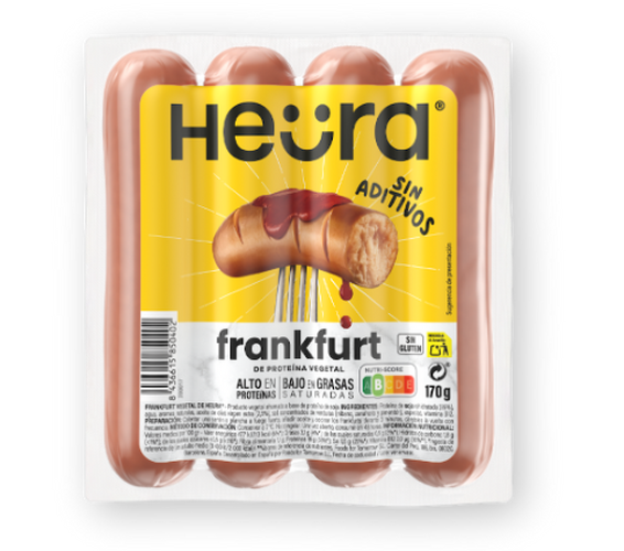 Salchichas Frankfurt Sin Aditivos Heura Sin Gluten, paquete de 170 g